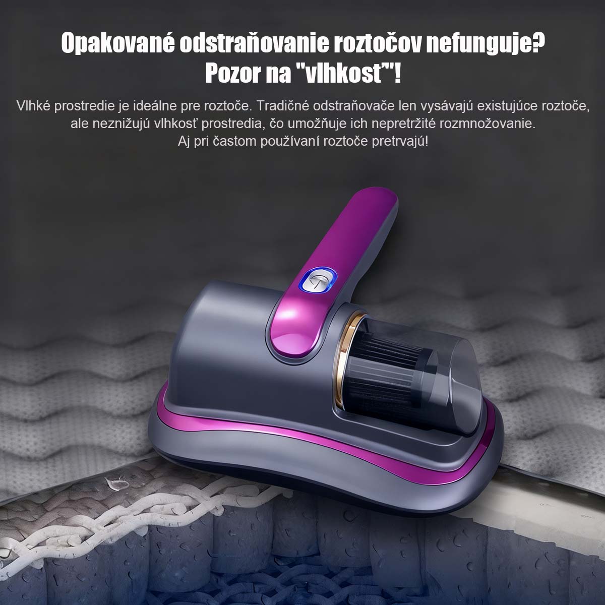 Nový bezdrôtový domáci vysávač na posteľ s vysokým výkonom, silným UV svetlom a výkonným saním – účinný prístroj proti roztočom.