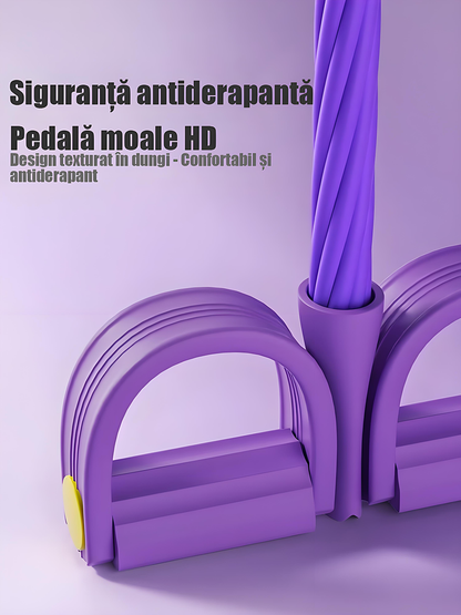 Aparat de fitness cu pedale și elastice, 6 sau 4 benzi – ideal pentru slăbit, tonifiere picioare, abdomen, yoga și abdomene