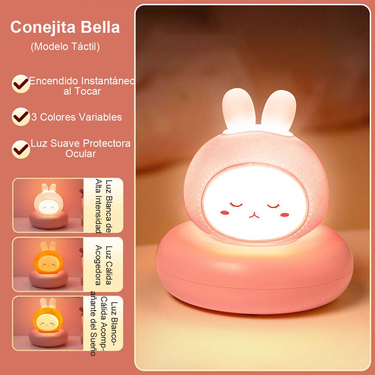 Lámpara de noche táctil con control por voz para dormitorio, luz de sueño, lámpara para alimentar al bebé, luz protectora de ojos infantil, lámpara de acompañamiento para cuarto de posparto, luz de cabecera infantil con diseño de personaje.