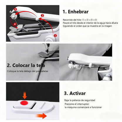 Máquina de Coser Portátil Mini a Pilas/USB - Multifunción para Viajes, Reparaciones Rápidas en Ropa, Denim y Manualidades