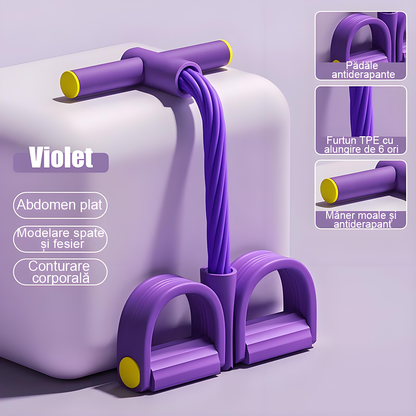 Aparat de fitness cu pedale și elastice, 6 sau 4 benzi – ideal pentru slăbit, tonifiere picioare, abdomen, yoga și abdomene