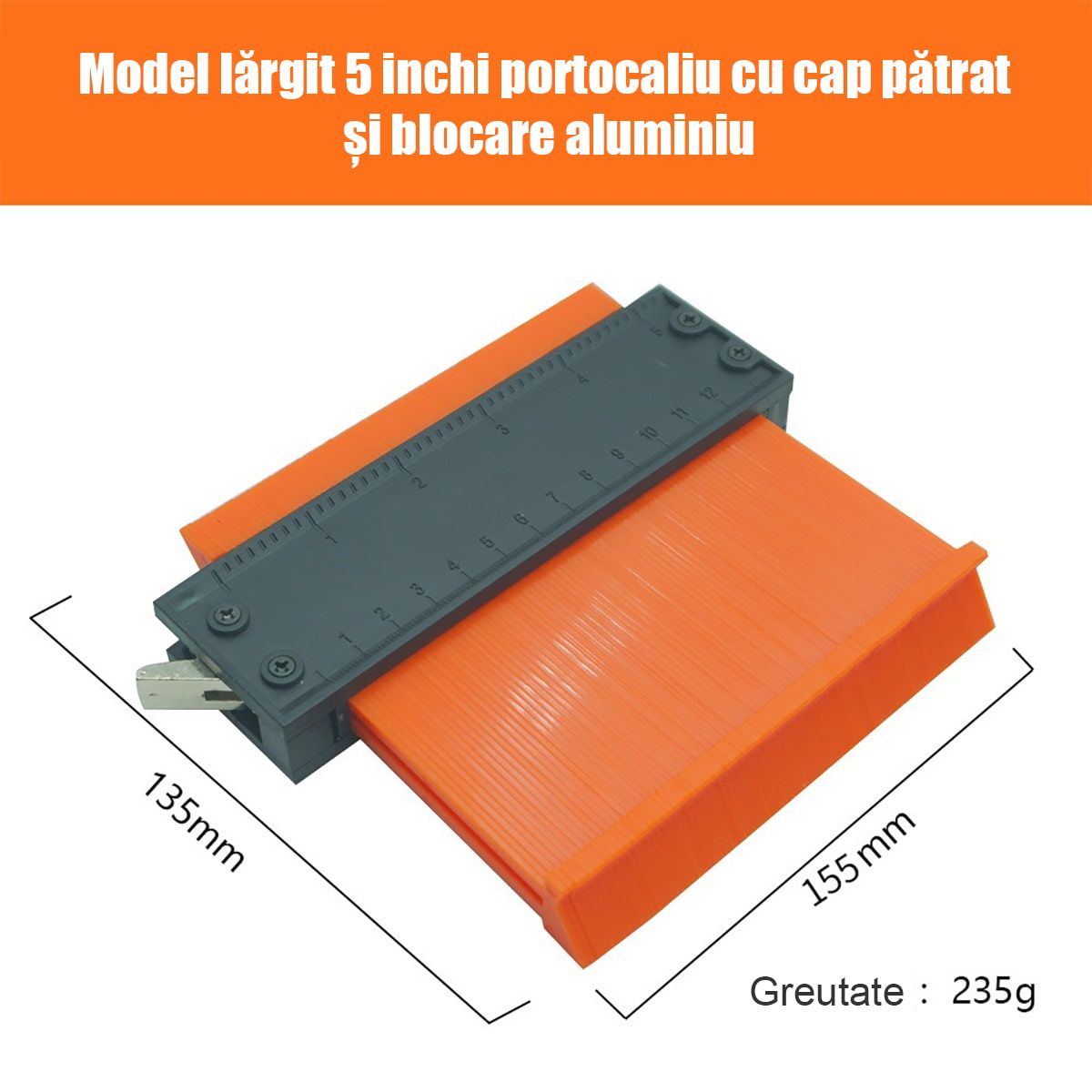 Șablon de contur cu scară de radian imperială – instrument multifuncțional pentru lemn, piatră și auto, copiază instant forme neregulate