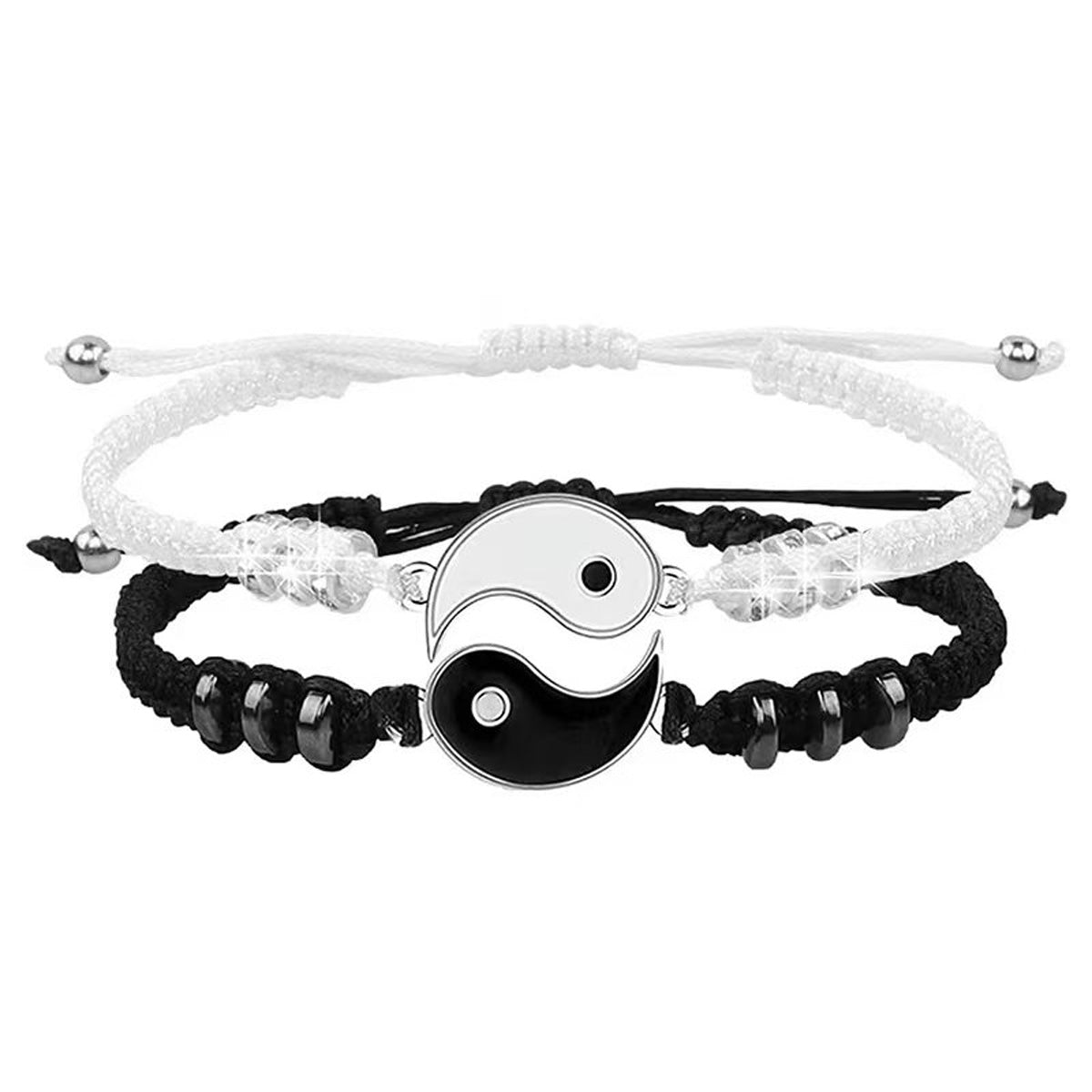 Brazalete tejido de pareja “Dragón Taiji” — conjunto de pulseras y collares con diseño de Taiji y Bagua, ideal para parejas, buenos amigos y como símbolo de amistad.