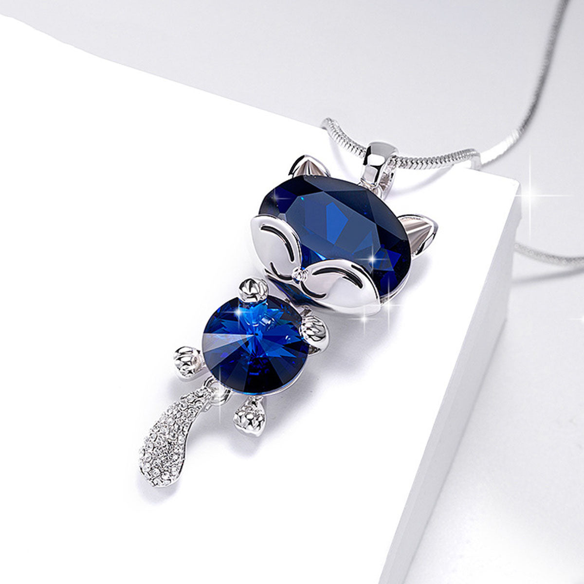 Gargantilla Elegante con Gatito de Cristal: Un collar largo versátil con estilo coreano, el accesorio perfecto para tus looks.