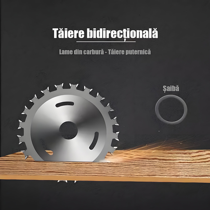 Lamă de ferăstrău pentru tâmplărie, dințată dublu-sens, 4 inch, din aliaj dur cu particule de diamant, specială pentru plăci ecologice fără vopsire, tăiere fără crăpături și fără asperități.