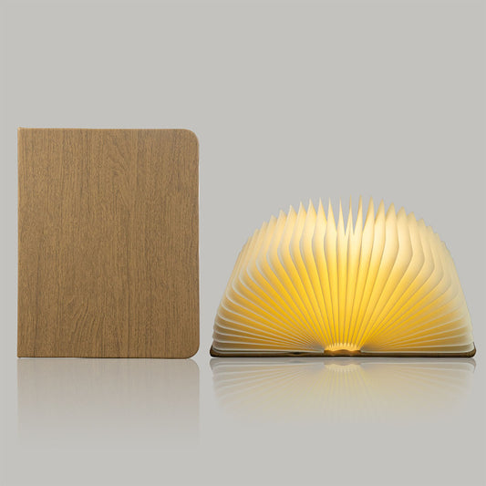 Lámpara de libro plegable de cuero PU, luz nocturna creativa de siete colores, ambiente para dormitorio, regalo de cumpleaños, souvenir para celebraciones o conmemoraciones.