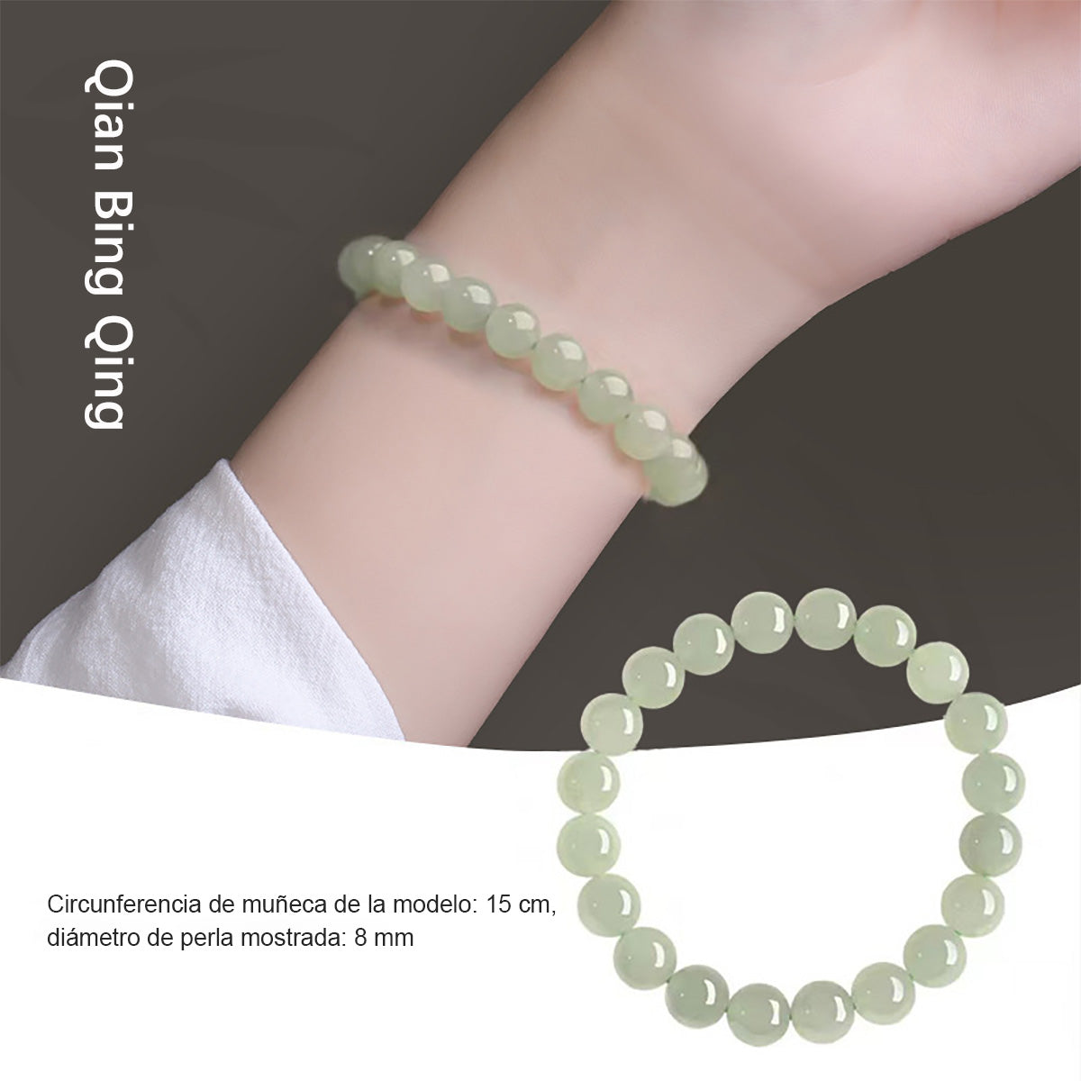 Pulsera de jade Hetian para mujer y hombre, cuentas redondas de hielo translúcido. Amuleto de la suerte, estilo ligero y lujoso, delicado y exclusivo