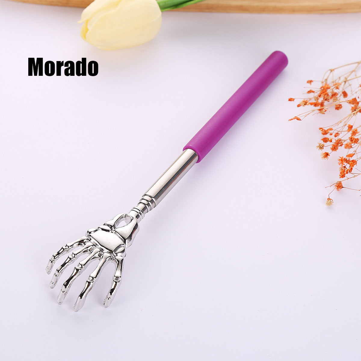 Rascador telescópico de acero inoxidable — masajeador doméstico, práctico “no necesito ayuda”, ideal para personas mayores.