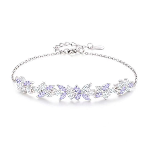 **Pulsera femenina con diseño de glicinia y sonrisa – Estilo moderno de lujo ligero, brazalete de moda, minimalista y con encanto, tendencia en redes**