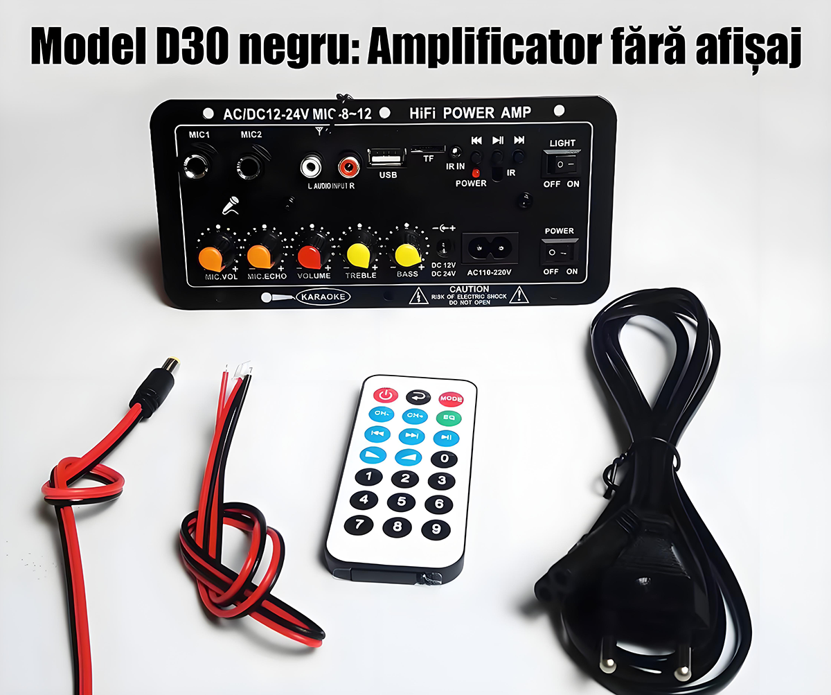 Amplificator auto Bluetooth cu intrare card, 12 V / amplificator de mare putere 24 V – placă de bază