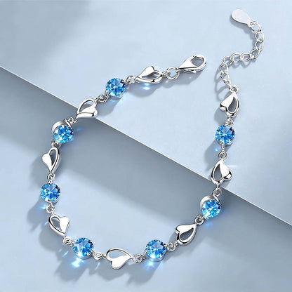 Nuevo set de diseño exclusivo "Corazón del Océano" | Collar con cristal azul en forma de corazón, pulsera de zirconia, joyería de amor para mujer.