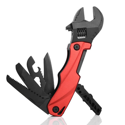 Juego de herramientas EDC plegable: Llave, alicate, cuchillo y sierra multifunción para camping y supervivencia.