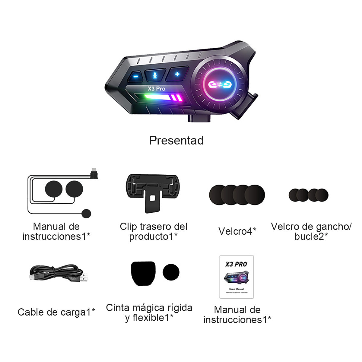 Auriculares Bluetooth X3 para casco de motocicleta, con bajos potentes, impermeables, con cancelación de ruido, inalámbricos y compatibles entre marcas, con intercomunicación para dos personas durante la conducción.