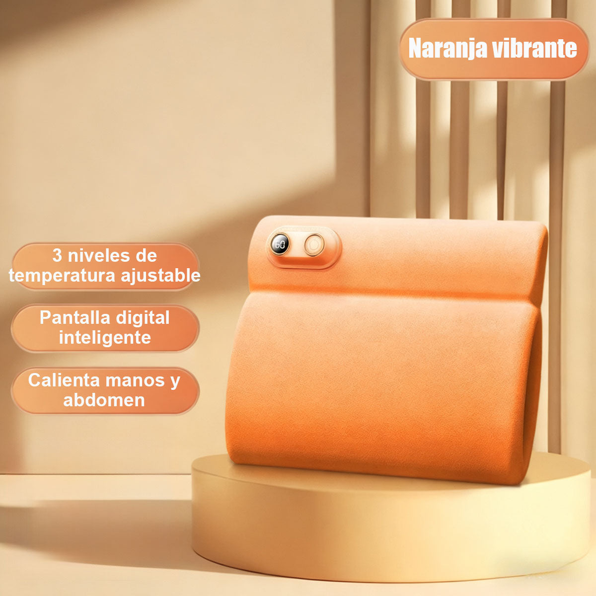 Bolsa Térmica Eléctrica con Pantalla Digital y Calefacción de Grafeno, Sin Agua, Portátil, para Manos, Rodillas y Abdomen