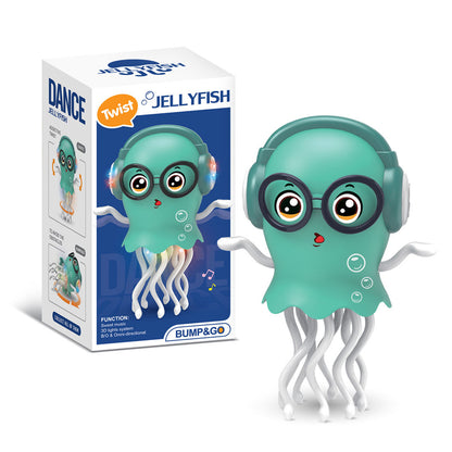Juguete infantil de pulpo eléctrico, con luces, música y movimiento, efecto medusa con sensores de obstáculos, ideal para relajación y entretenimiento.