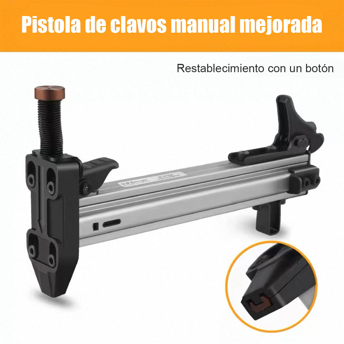 Pistola manual de clavos, pistola de clavos de acero, clavos rectos, pistola para paredes de cemento, pistola de clavos en tiras, clavadora semiautomática y manual.