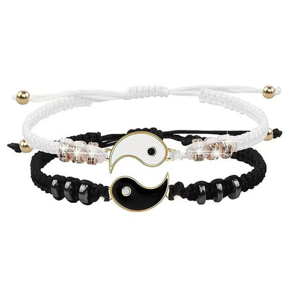 Brazalete tejido de pareja “Dragón Taiji” — conjunto de pulseras y collares con diseño de Taiji y Bagua, ideal para parejas, buenos amigos y como símbolo de amistad.
