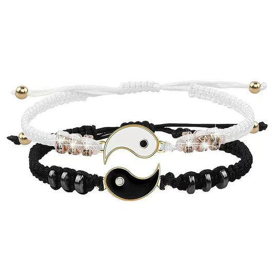 Brazalete tejido de pareja “Dragón Taiji” — conjunto de pulseras y collares con diseño de Taiji y Bagua, ideal para parejas, buenos amigos y como símbolo de amistad.