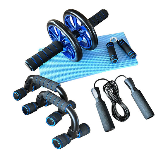 Kit de Entrenamiento Abdominal: Rueda Abdominal + Soporte para Flexiones con Empuñaduras Esponjosas.